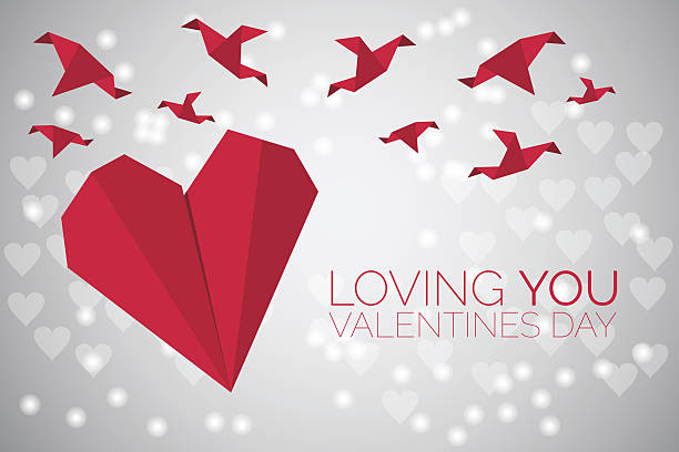 istock Valentine's day background, origami red paper heart shape 638748954