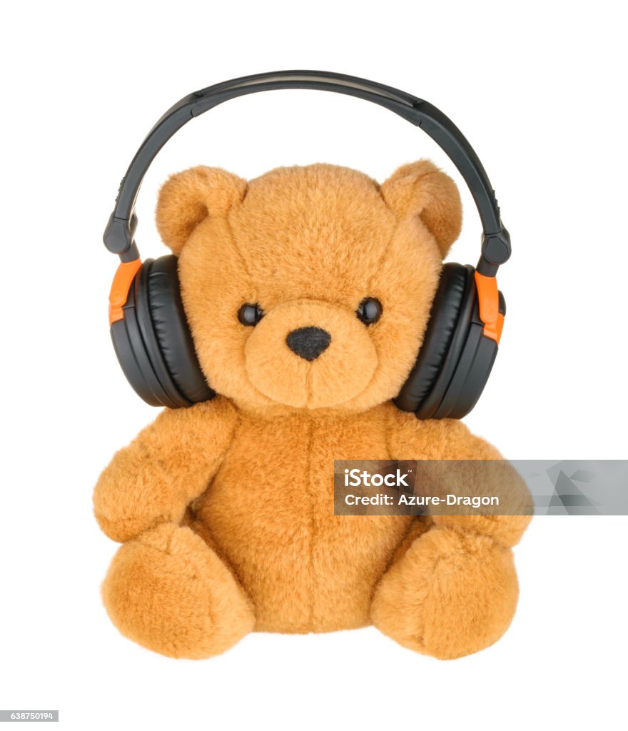 Gấu Bông Với Tai Nghe Bị Cô Lập Trên Màu Trắng Hình ảnh Sẵn có ...