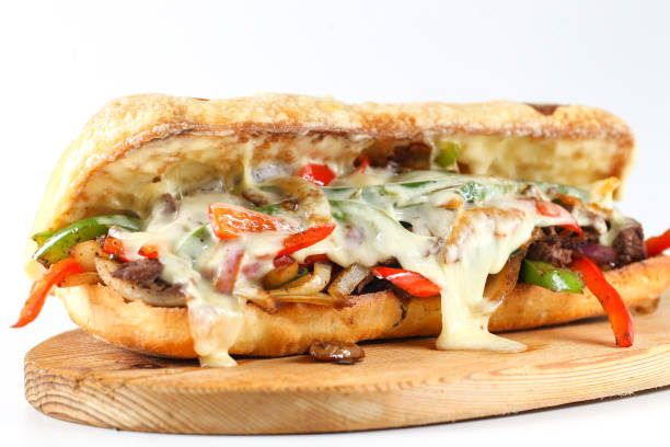 istock Tasty beef steak sandwich with onions, mushroom 638751216
