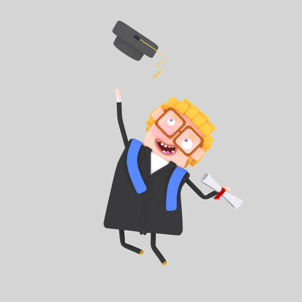 Back to School emoji concept while student is smiling and showing his graduation diploma in excitement in 3D. Easy to crop for all your design and print needs.