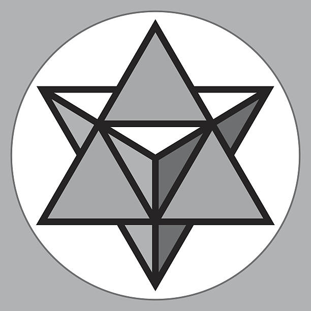 illustrations, cliparts, dessins animés et icônes de merkaba, cristal 3d, forme géométrique, étoile de volume - two dimensional shape star crystal symbol
