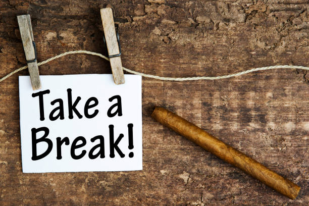 istock white sign with words Take A Break and a cigar 638761020