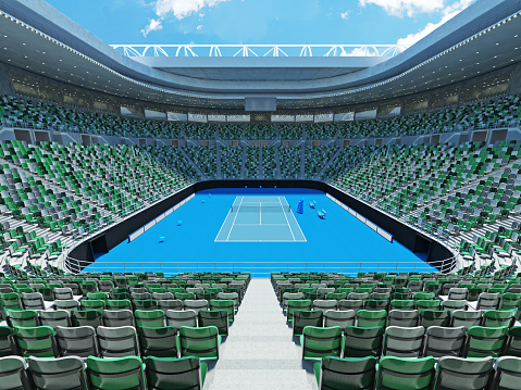 3D render of beutiful modern tennis grand slam lookalike stadium for fifteen thousand fans