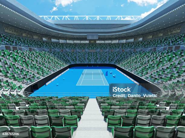 3d Render Of Beutiful Modern Tennis Grand Slam Lookalike Stadium Stock Photo - Download Image Now