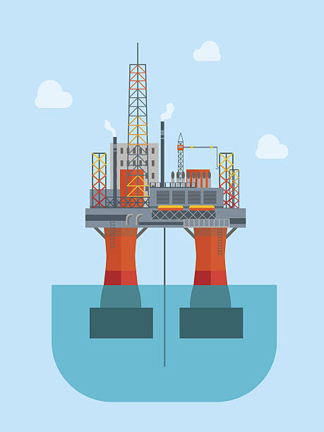 ilustrações de stock, clip art, desenhos animados e ícones de cartoon oil platform. vector - oil rig oil industry sea mining