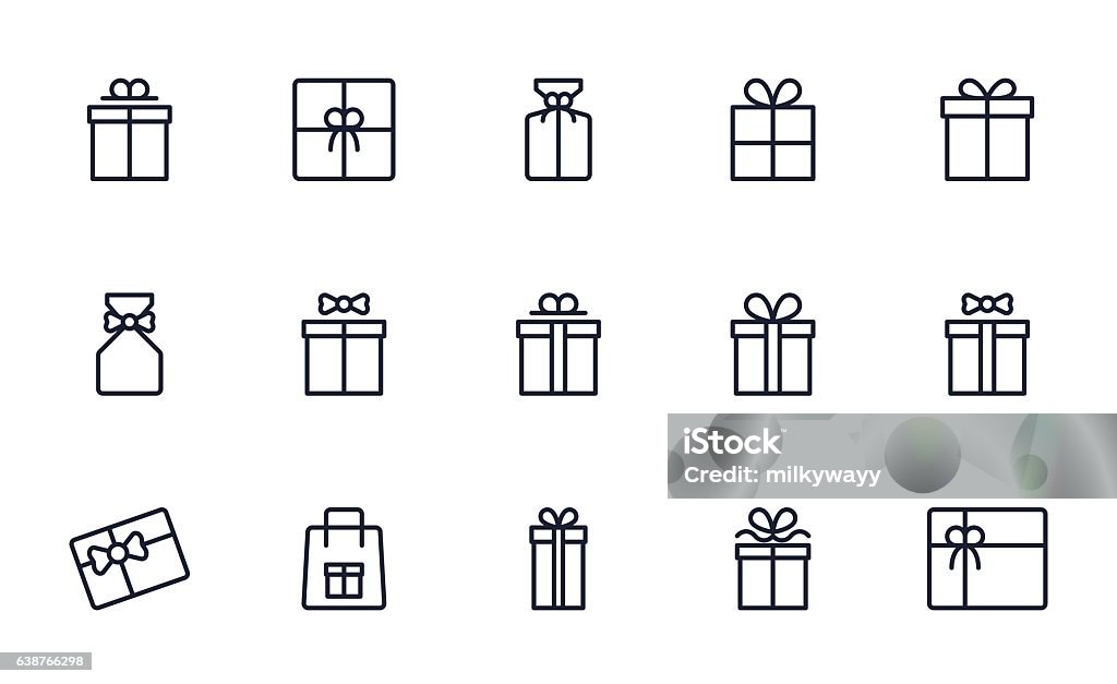 Gift box icons set outline style Gift stock vector