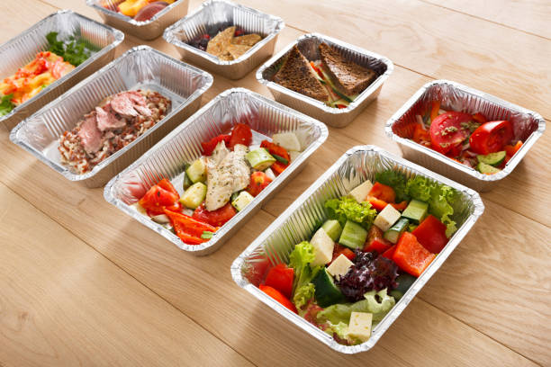 istock Healthy food in boxes, diet concept. 638767142