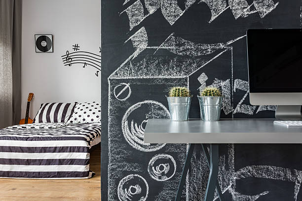 istock Chalkboard wall in music room 638768326
