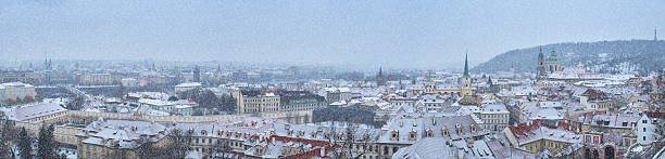 Prague cityscape with snow - fotografia de stock