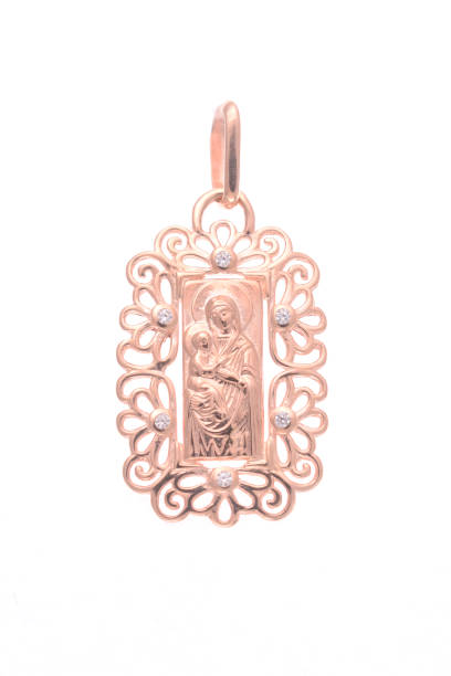 istock Gold pendant with the Virgin Mary isolated on white 638788570