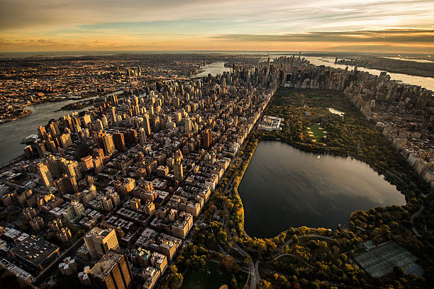 Central Park in New York Helicopter point of view of Central Park in New York, USA. central park manhattan stock pictures, royalty-free photos & images