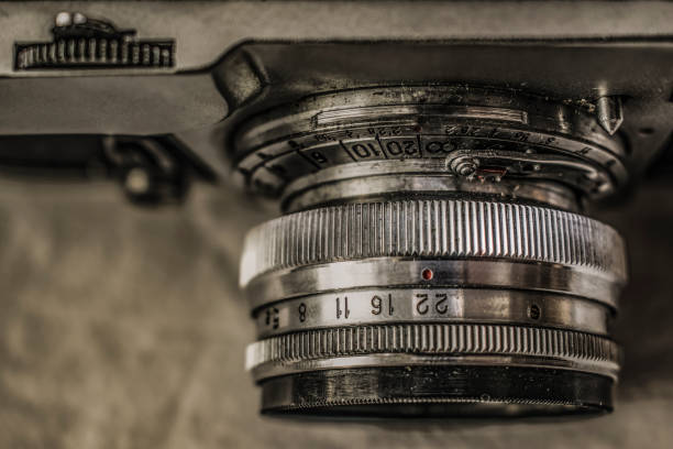 istock Old classic analog film cameras with manual controls 638790370