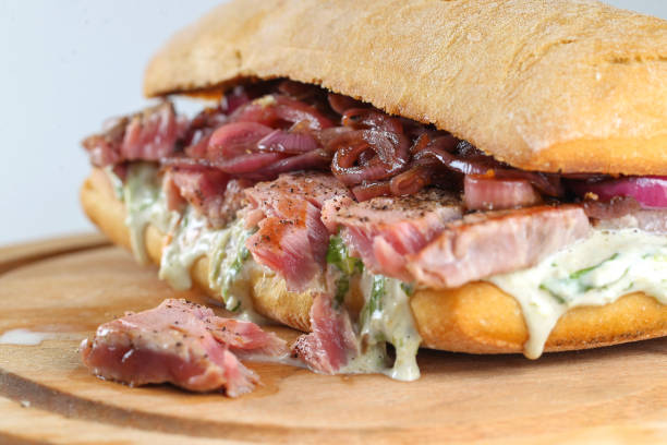istock Tasty tuna steak sandwich in a ciabatta 638791212
