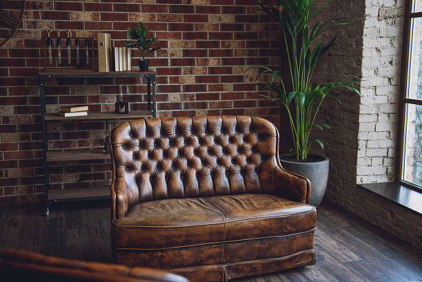 istock Furniture in spacious brown room 638792682