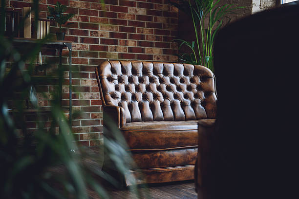 istock Leather couch in furnished room 638792780
