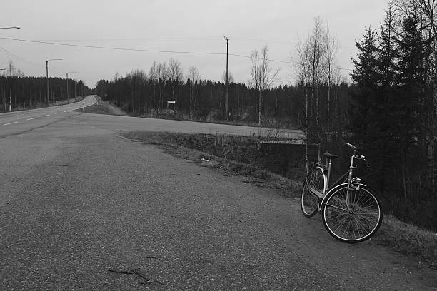 A parking bike at the roadside of a motorway in Finland