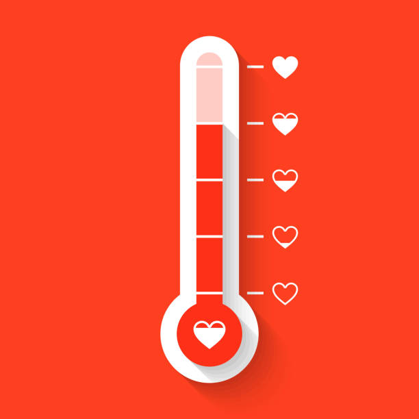 Love thermometer Love thermometer Valentines Day card idea. Vector illustration with transparent effect, eps10. thermometer gauge stock illustrations