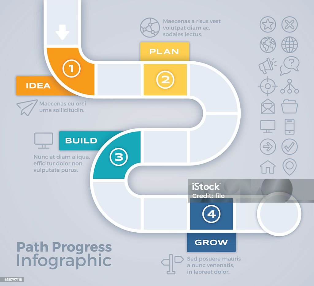 Following Process Path Path Progress Process Infographic Stock Illustration - Download Image ...