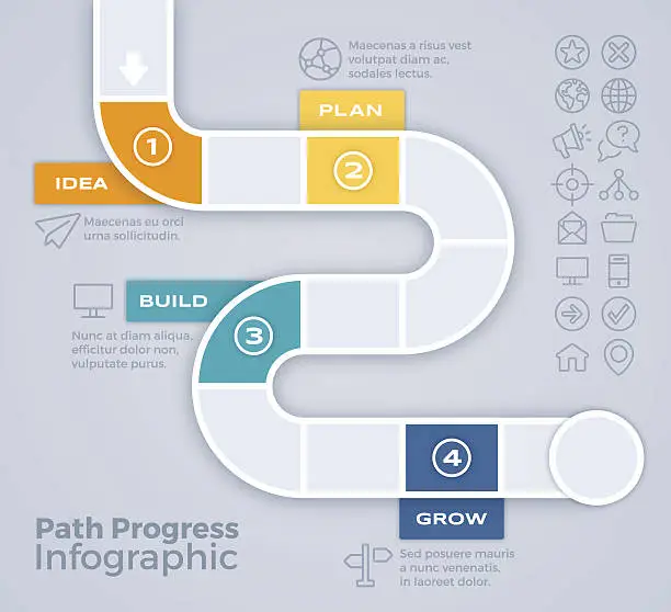Vector illustration of Path Progress Process Infographic