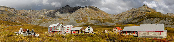 Panorama Independence Mine, Hatcher Pass, Alaska Panorama Independence Mine, Hatcher Pass, Alaska talkeetna mountains stock pictures, royalty-free photos & images