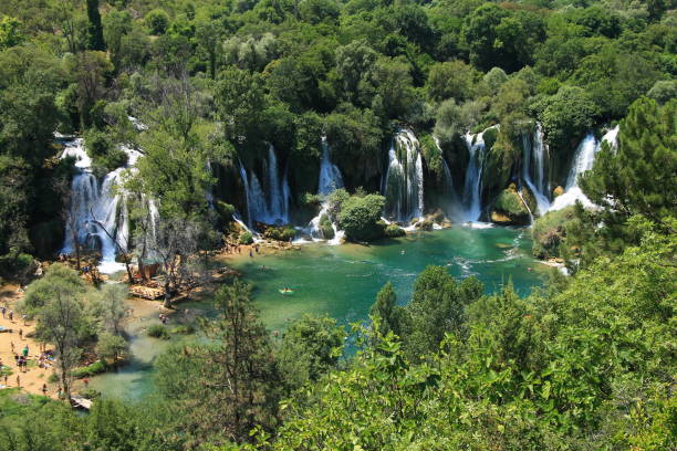 Kravice waterfalls and Trebizat river in Bosnia and Herzegovina stock photo