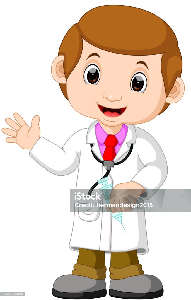 Doctor With Injection Stock Illustration - Download Image Now - Cartoon,  Clip Art, Cut Out - iStock