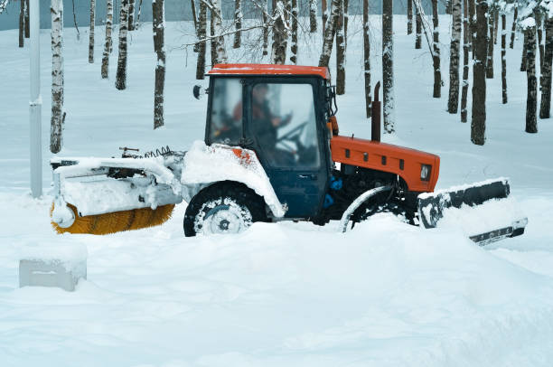 istock Tractor clean snow in the park 638813590
