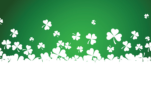 St. Patrick's day background with shamrocks. Vector paper illustration.