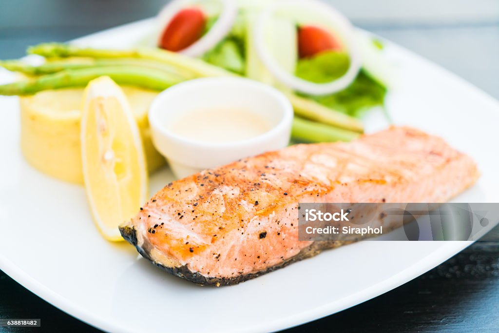 Salmon dish Crockery Stock Photo
