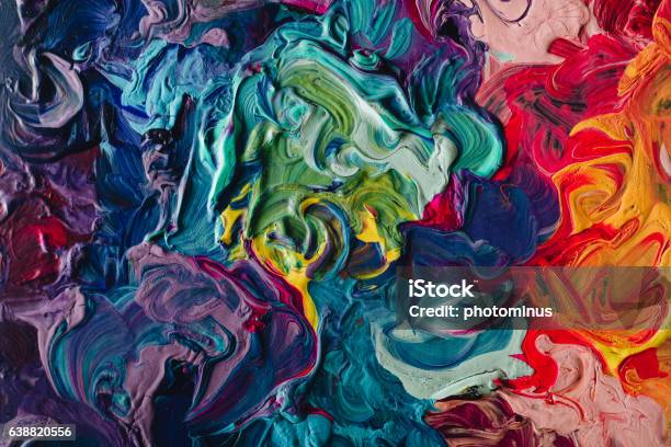 Makro Nahaufnahme Von Verschiedenen Farbölfarbe Bunte Acryl Stockfoto und mehr Bilder von Farbpalette