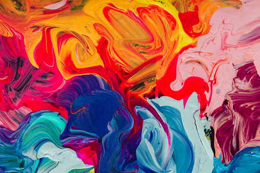 macro close up of different color oil paint. colorful acrylic