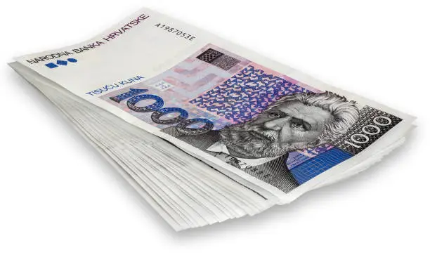 Photo of Bunch Croatian banknotes 1000 kunas