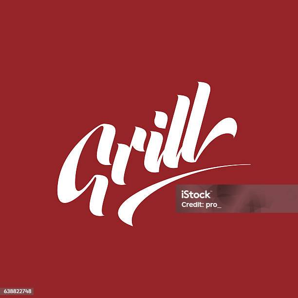 Grill Lettering Colors Hand Lettering Grill Logo Design Stock Illustration - Download Image ...
