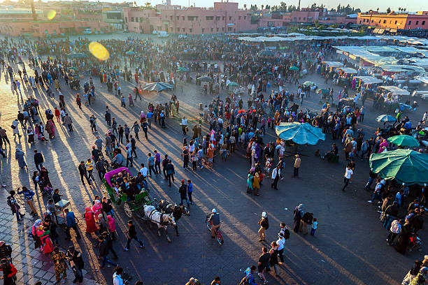 istock Evening Djemaa El Fna Square with Koutoubia Mosque, Marrakech, Morocco 638824270
