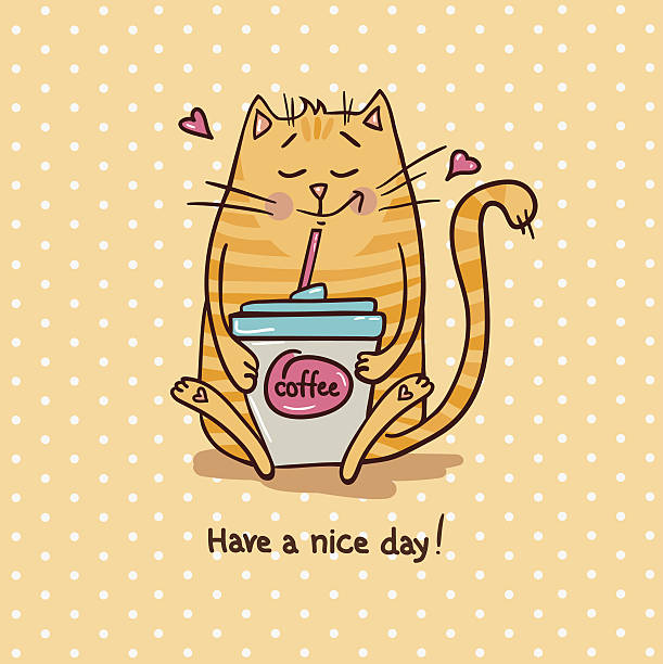 Cute Cat Coffee Break 3 Stock Illustration - Download Image Now