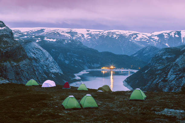 istock camping site at Trolltunga travel destination in Norway 638834718
