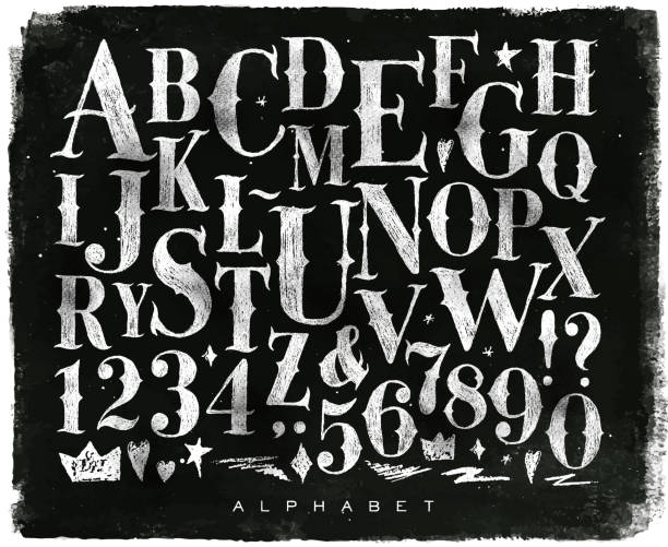 vintage gotische alphabet kreide - gotik stock-grafiken, -clipart, -cartoons und -symbole