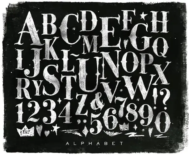 Vector illustration of Vintage gothic alphabet chalk