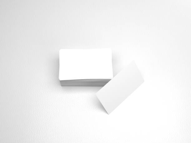istock Stack of business cards. Namecards mockup template on white leather 638837506
