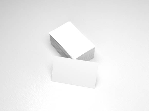 istock Stack of business cards. Namecards mockup template on white leather 638837596