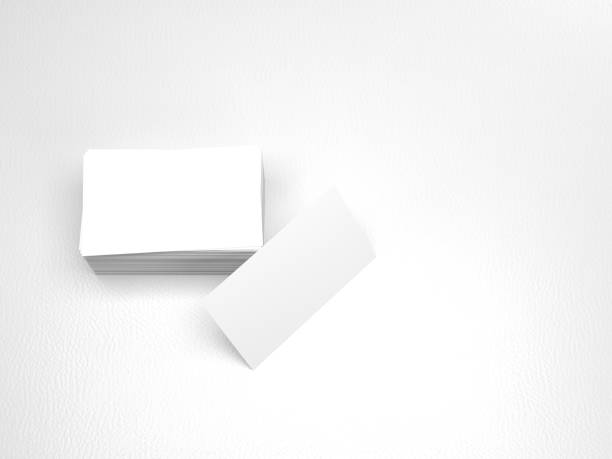 istock Stack of business cards. Namecards mockup template on white leather 638837638