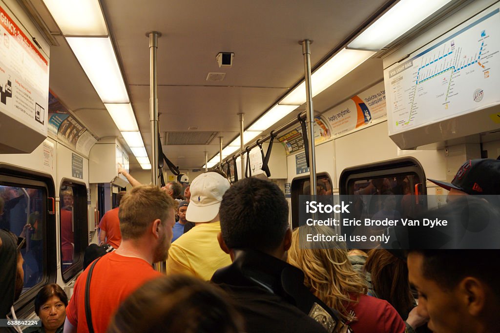 People Stand And Sit Inside A Crowded Vta Train Transit Stock Photo -  Download Image Now - iStock