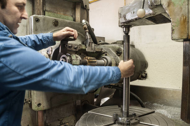 Machine part  Gears, Milling, CNC , Lathe machi stock photo