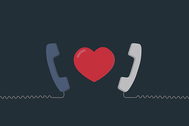 Long Distance Relationship Illustration, Love talking, love call, vector art illustration
