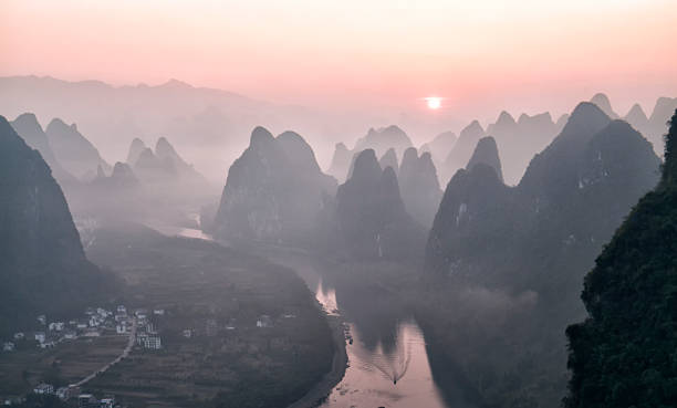 istock Sunrise on Li river, Guilin, China 638849944