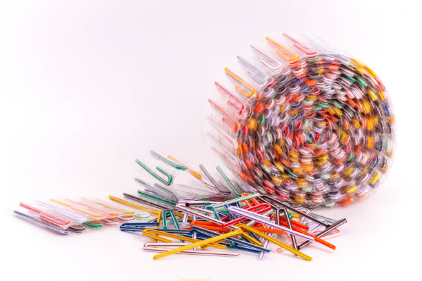 pre-packed colorful plastic straws stock photo