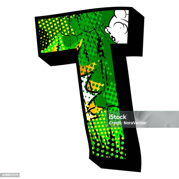 Exploding Letter T Letter T Filled With Comic Book Background Stock Illustration ...