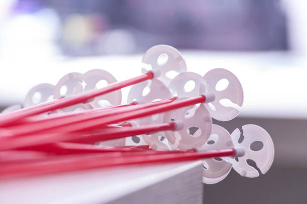 pre-packed colorful plastic straws stock photo