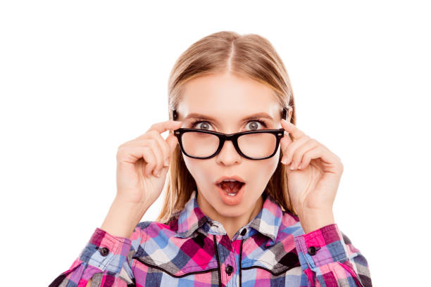 istock Oho! Shocked pretty woman touching her glasses 638852670