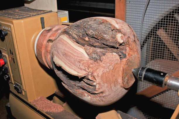 istock Mesquite Wood Vase on Wood Lathe 638853266